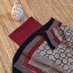 Maroon Cotton Top with Geometric Print Linen Dupatta